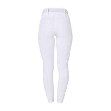 Legging feminino Equestro de cintura alta com passantes para cinto Branco