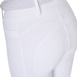 Legging feminino Equestro de cintura alta com passantes para cinto Branco