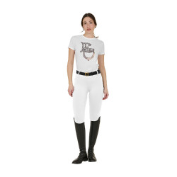 Legging feminino Equestro de cintura alta com passantes para cinto Branco