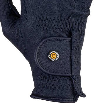 Luvas unissexo Equestro acolchoadas em couro sintético com fecho de velcro Marinho Azul-marinho