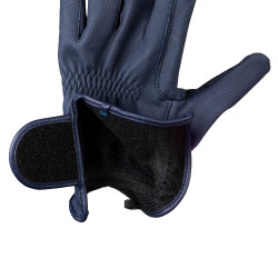 Luvas unissexo Equestro acolchoadas em couro sintético com fecho de velcro Marinho Azul-marinho
