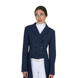 Frac feminino Equestro em tecido técnico com strass Blazer marinho Azul-marinho