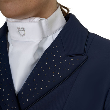 Frac feminino Equestro em tecido técnico com strass Blazer marinho Azul-marinho