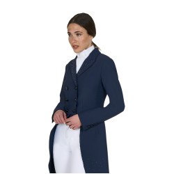 Frac feminino Equestro em tecido técnico com strass Blazer marinho Azul-marinho