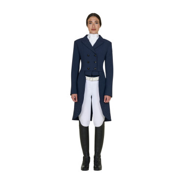 Frac feminino Equestro em tecido técnico com strass Blazer marinho Azul-marinho