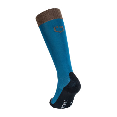 Meias unissexo Equestro Basic em tecido técnico Coral azul / nogueira Meias unissexo Equestro Basic em tecido técnico Coral azul / nogueira