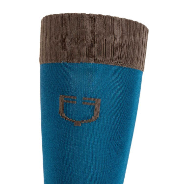 Meias unissexo Equestro Basic em tecido técnico Coral azul / nogueira Meias unissexo Equestro Basic em tecido técnico Coral azul / nogueira