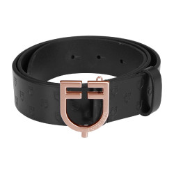 Cinto de equitação Equestro couro preto, fivela rose gold
