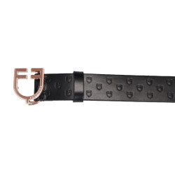Cinto de equitação Equestro couro preto, fivela rose gold