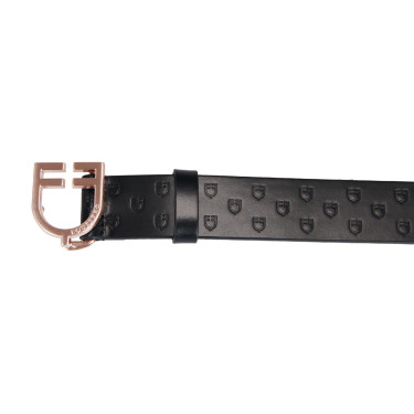 Cinto de equitação Equestro couro preto, fivela rose gold