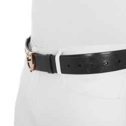 Cinto de equitação Equestro couro preto, fivela rose gold