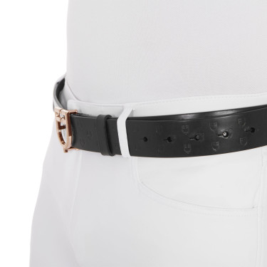 Cinto de equitação Equestro couro preto, fivela rose gold