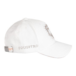Boné feminino Equestro com logótipo em strass Branco