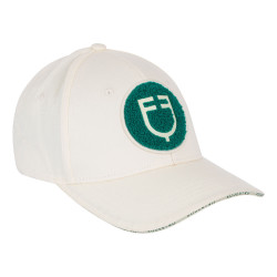 Boné de beisebol Equestro com logotipo em patch de felpa Branco antigo / verde ultramarino