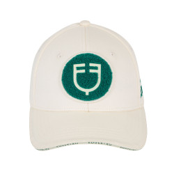 Boné de beisebol Equestro com logotipo em patch de felpa Branco antigo / verde ultramarino