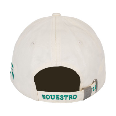 Boné de beisebol Equestro com logotipo em patch de felpa Branco antigo / verde ultramarino
