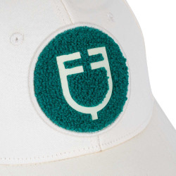 Boné de beisebol Equestro com logotipo em patch de felpa Branco antigo / verde ultramarino