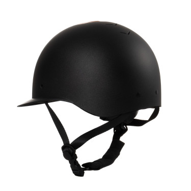 Capacete feminino Equestro com pala larga homologado EN 1384-2023 Preto / ouro rosa