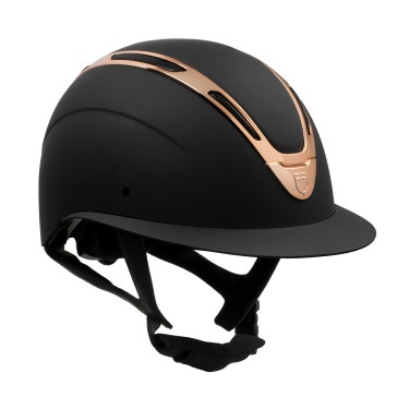 Capacete feminino Equestro Apocalypse com casco fosco homologado EN 1384-2023 Preto / ouro rosa