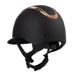 Capacete feminino Equestro Apocalypse com casco fosco homologado EN 1384-2023 Preto / ouro rosa