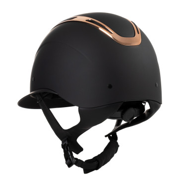 Capacete feminino Equestro Apocalypse com casco fosco homologado EN 1384-2023 Preto / ouro rosa