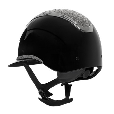 Capacete feminino Equestro Apocalypse com casco brilhante e strass EN 1384-2023 Preto / gunmetal Cinzento Capacete feminino Equestro Apocalypse com casco brilhante e strass EN 1384-2023 Preto / gunmetal Cinzento