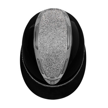 Capacete feminino Equestro Apocalypse com casco brilhante e strass EN 1384-2023 Preto / gunmetal Cinzento Capacete feminino Equestro Apocalypse com casco brilhante e strass EN 1384-2023 Preto / gunmetal Cinzento