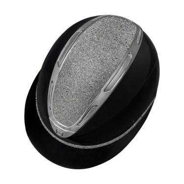 Capacete feminino Equestro Apocalypse com casco brilhante e strass EN 1384-2023 Preto / gunmetal Cinzento Capacete feminino Equestro Apocalypse com casco brilhante e strass EN 1384-2023 Preto / gunmetal Cinzento