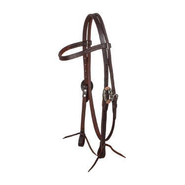 Bridão western Lakota com fivelas decorativas em prata Envernizado Castanho