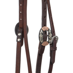 Bridão western Lakota com fivelas decorativas em prata Envernizado Castanho