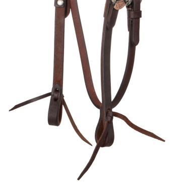 Bridão western Lakota com fivelas decorativas em prata Envernizado Castanho