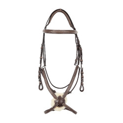 Bridão Equestro com muserola mexicana e lã sintética Castanho escuro Bridão Equestro com muserola mexicana e lã sintética Castanho escuro