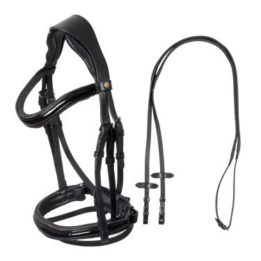 Cabeçada inglesa Equestro couro com strass – equitação