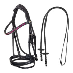 Bridão de equitação anatómico Equestro com strass fúcsia