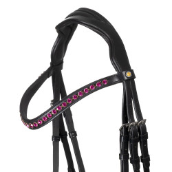 Bridão de equitação anatómico Equestro com strass fúcsia