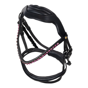 Bridão de equitação anatómico Equestro com strass fúcsia