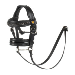 Bridão de couro Equestro para cavalo de brinquedo com tachas prateadas Preto Bridão de couro Equestro para cavalo de brinquedo com tachas prateadas Preto