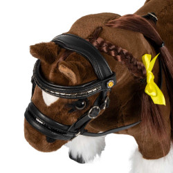 Bridão de couro Equestro para cavalo de brinquedo com tachas prateadas Preto Bridão de couro Equestro para cavalo de brinquedo com tachas prateadas Preto