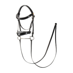 Bridão em couro brilhante para hobby horse Equestro Preto