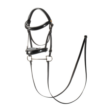 Bridão em couro brilhante para hobby horse Equestro Preto Bridão em couro brilhante para hobby horse Equestro Preto