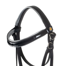 Bridão em couro brilhante para hobby horse Equestro Preto