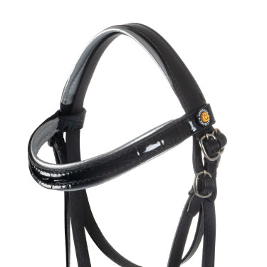 Bridão em couro brilhante para hobby horse Equestro Preto Bridão em couro brilhante para hobby horse Equestro Preto