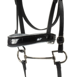 Bridão em couro brilhante para hobby horse Equestro Preto