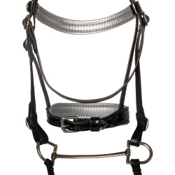 Bridão em couro brilhante para hobby horse Equestro Preto