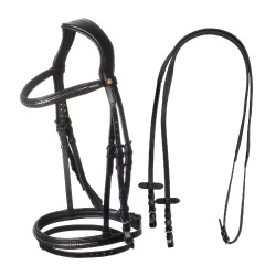 Bridão inglês Equestro preto em couro Preto Bridão inglês Equestro preto em couro Preto