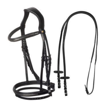 Bridão inglês Equestro preto em couro Preto Bridão inglês Equestro preto em couro Preto