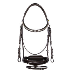 Bridão inglês Equestro em couro com strass novo Castanho escuro Bridão inglês Equestro em couro com strass novo Castanho escuro