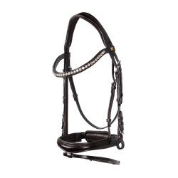Bridão inglês Equestro em couro com strass novo Castanho escuro Bridão inglês Equestro em couro com strass novo Castanho escuro