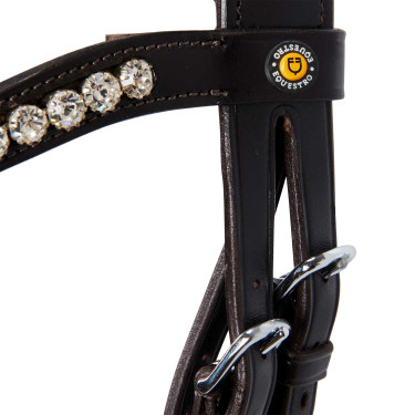 Bridão inglês Equestro em couro com strass novo Castanho escuro Bridão inglês Equestro em couro com strass novo Castanho escuro