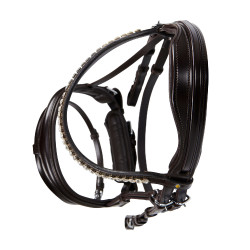Bridão inglês Equestro em couro com strass novo Castanho escuro Bridão inglês Equestro em couro com strass novo Castanho escuro